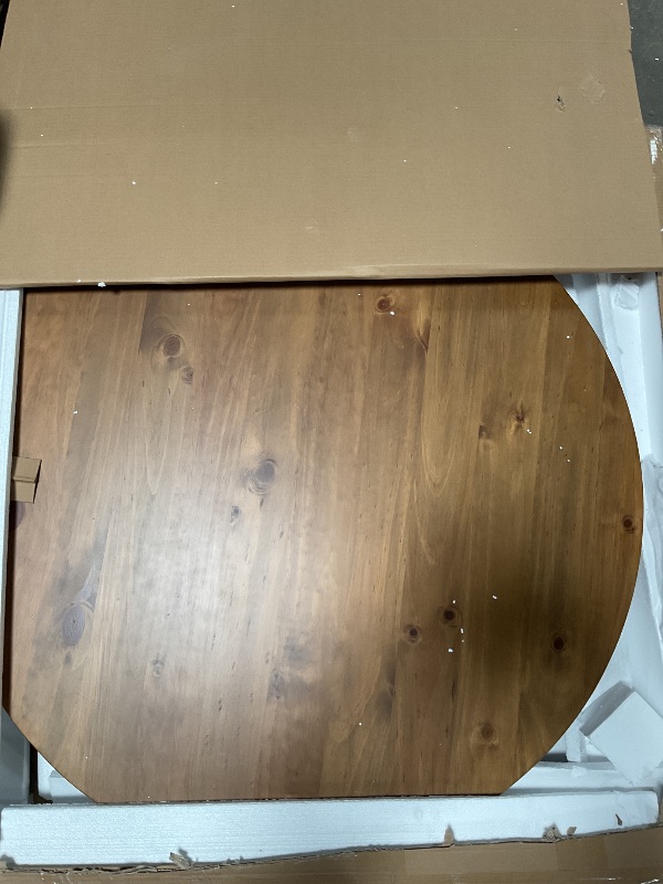 Photo 1 of Alaterre Furniture Coffee Table - Newbury Collection 44-Inch Round Living Room Table - Solid Wood Farmhouse Coffee Table (Pecan Finish)