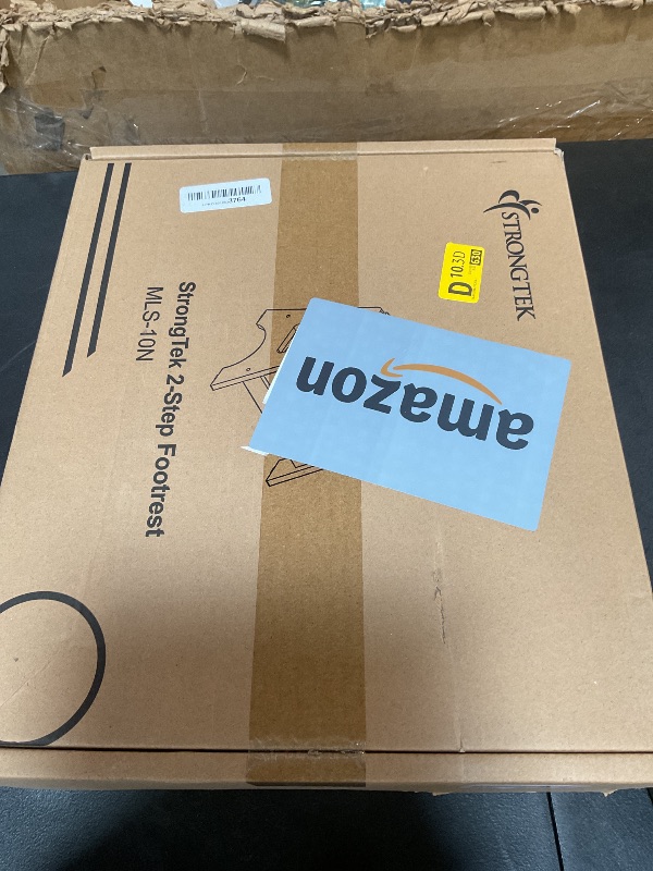 Photo 1 of ***HAS BROEKN PEG / POSSIBLY FOR PARTS*** StrongTek Double Step Footrest, Adjustable Wooden Foot Stool with 3 Height Levels, Cushioned Top & Non-Slip Base, Ergonomic Under Desk Leg Rest for Office Home
