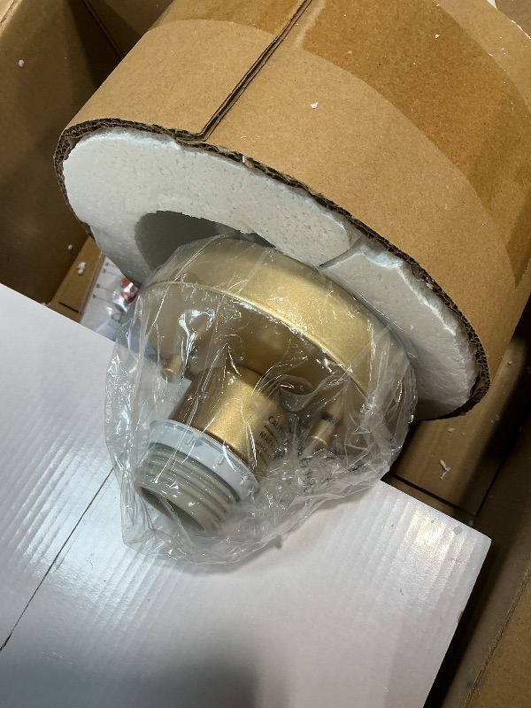Photo 1 of ***GLASS SHADE MISSING*** WOKNOS Mid-Century Modern Gold Semi Flush Mount Ceiling Light, Kitchen Ceiling Light Fixture with Glass Shade, Vintage White Close to Ceiling Lamp for Entryway Hallway Bathroom (11.0 Inch)
