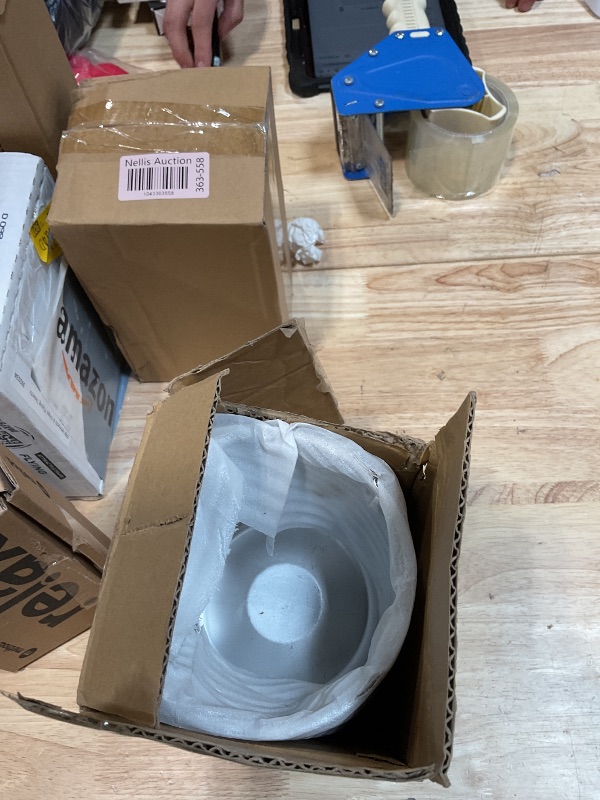 Photo 1 of **MINOR SCRATCHES ON THE INSIDE** Rheedal 2Pcs 4.88inch Trailer Wheel Center Caps Push Through 4.88" Bore 4.76" Tall Hub Cap for Truck SUV RV Wheel Rim, Chrome Silver Wheel Cover