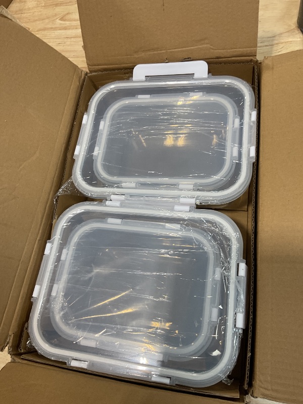 Photo 1 of [80 oz & 36 oz]Extra Large Glass Food Storage/Baking Containers Set with Lids, 2 Pack 80 oz(10 cup)&2 Pack 36 oz (4.5 cup)Airtight Glass Container,Microwave,Oven,Freezer and Dishwasher, White