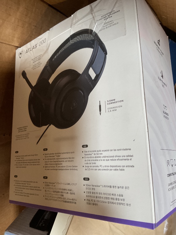 Photo 1 of ** missing microphone pad**Turtle Beach Atlas 200 Wired Multiplatform Gaming Headset for Xbox, PlayStation, PC w/ 3.5mm Wired Connection - 50mm Nanoclear Drivers, Flip-to-Mute Mic, Memory Foam Cushions - Black