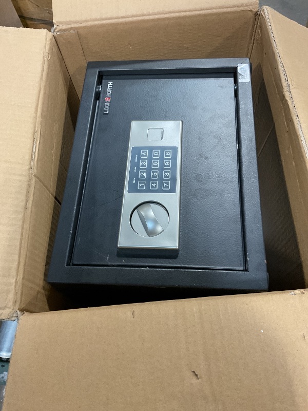 Photo 1 of **FOR PARTS ONLY / HAS DAMAGES*** Locksworth Safe for Home, 0.6 Cubic Feet Safety Box, Lock Box for Money, Jewelry, Documents and Guns, Digital Security Safe for Office, Hotel and Personal Use, 13.8"W x 9.8"D x 9.8"H