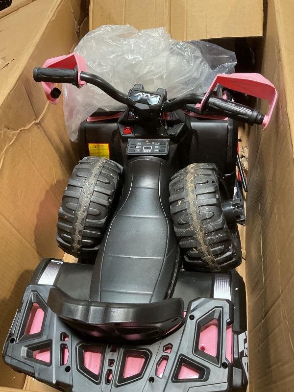 Photo 1 of 12V Kids Ride On ATV Car w/Parent Remote Control, Spring Suspension, LED Lights, Bluetooth, USB, Music, Early Education, Volume Control, Off-Road 4 Wheeler w/LED Flag for Boys & Girls Ages 3+