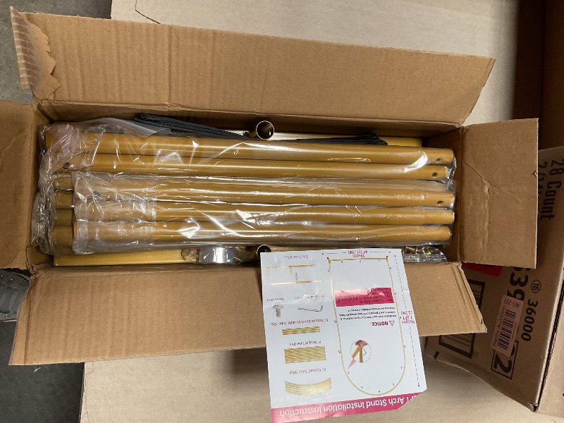 Photo 1 of **HAS 2 OF THE SAME ASSEMBLY PIECE FOR THE BASE*** Metal Arch Backdrop Stand 7.2FT Gold Wedding Balloon Arched Backdrop Stand Square Arch Frame for Birthday Valentines Day Party Bridal Baby Shower Ceremony Decoration