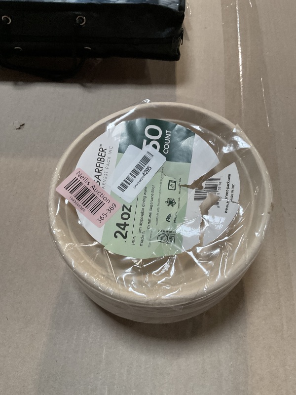 Photo 1 of [50 COUNT]Harvest Pack PFAS FREE 24oz Compostable Bowls, Round Paper Bowls Heavy-Duty Eco-Friendly Disposable Bagasse Bowl, sugarcane made plant fibers for Meal Prep