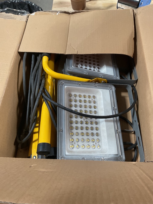 Photo 1 of 30000 Lumen LED Work Lights with Stand - 3 Adjustable Head Waterproof Foldable Tripod Light, 6500K Daylight (47-68" Height) & 18FT Cord - IP66 Rated for Construction Sites, Garage, Outdoor