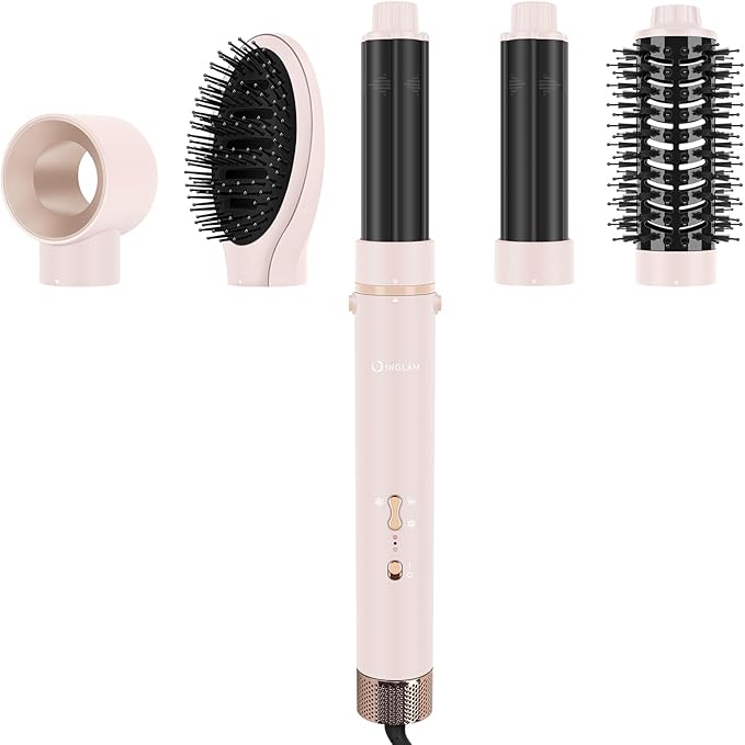 Photo 1 of **MISSING ATTACHMENTS*** INGLAM MegaAIR Styler, 5 in-1 Professional Interchange Hair Dryer Brush 110,000 RPM Brushless BLDC Motor Ionic Hot Air Styler Volumizing and Shape, Pink