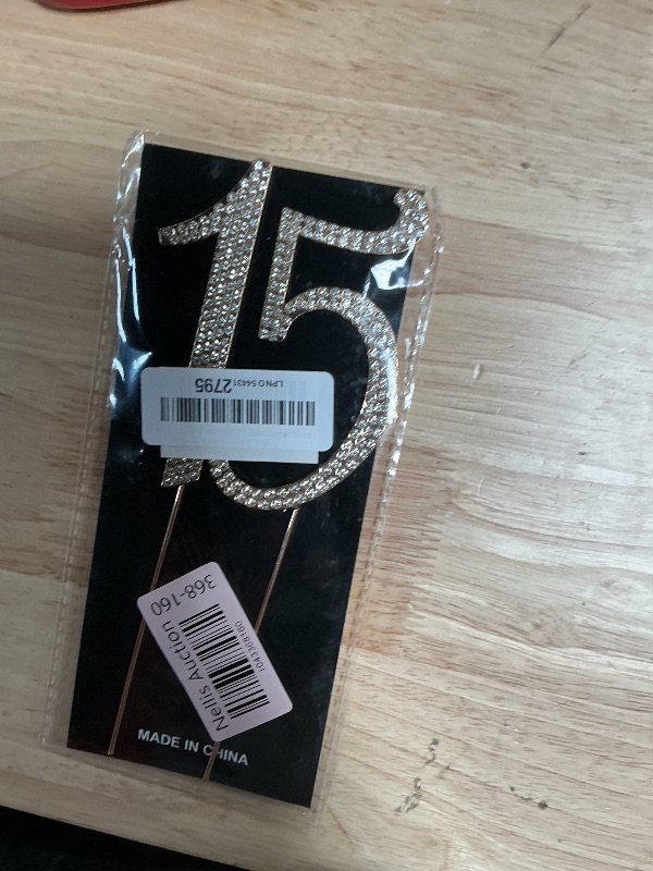 Photo 1 of 15 Gold Cake Topper | Premium Sparkly Crystal Rhinestones | 15th Birthday or Anniversary Party Decoration Ideas | Quality Metal Alloy | Perfect Keepsake Fifteen