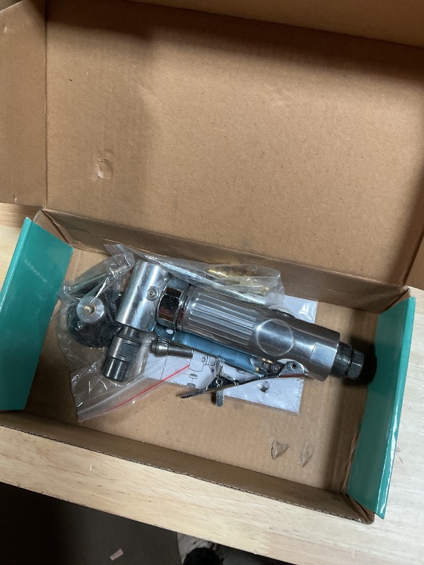 Photo 1 of **HEAVILY USED/ MISSING PIECES SEE PHOTO*** 1/4 inch angle air die grinder with 22 pcs 2-inch roll lock sanding discs, polished color angle pneumatic die grinder, air die grinder kit