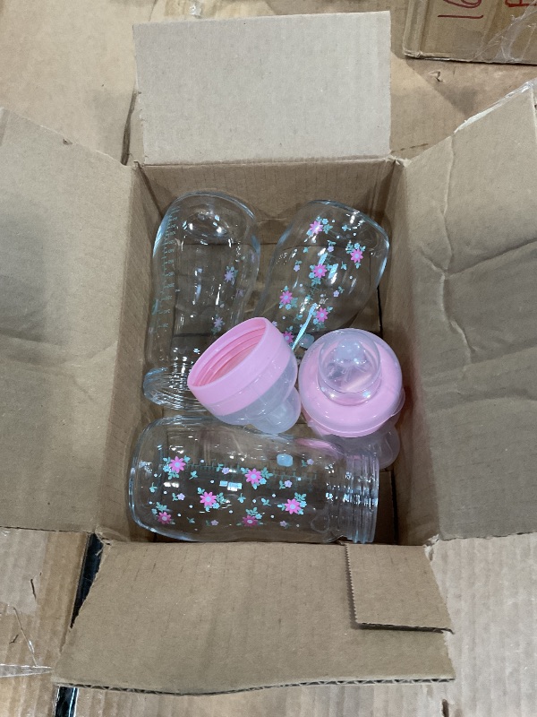 Photo 1 of ***DIRTY*** MAM 9oz Premium Glass Wide Neck Baby Bottle with Medium Flow Breastfeeding-Like Silicone Nipple, Easy to Clean, BPA Free, 2+ Months, Easy Switch Between Breast and Bottle, Made in Europe, 3 Pk, Pink