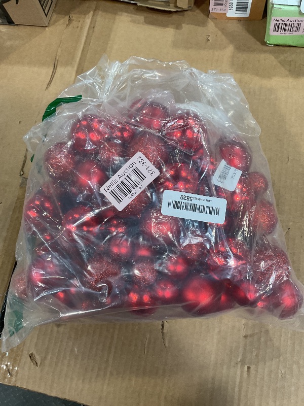 Photo 1 of 6 FEET Christmas Ball Garland Ornaments Shatterproof Xmas Hanging Balls Decorations for Home Indoor Outdoor Mantel Holiday Party Wedding Tree - Red
