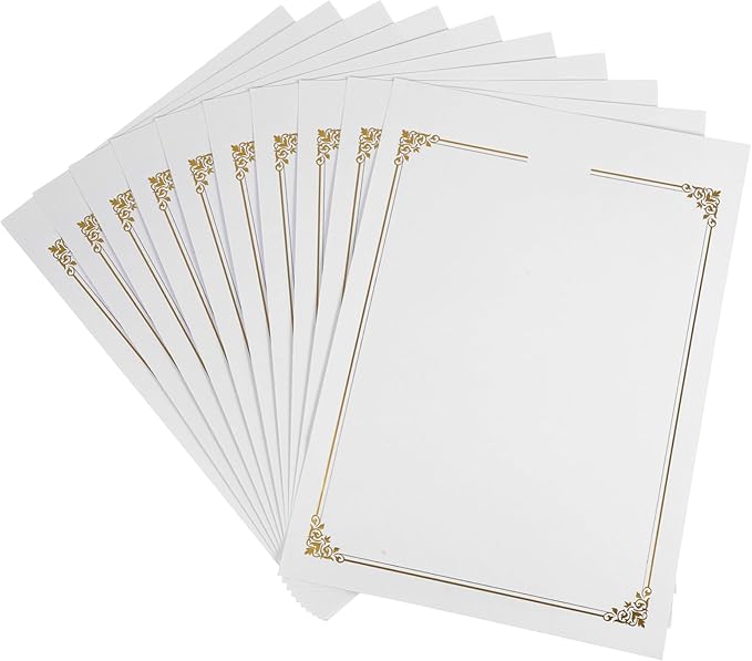 Photo 1 of 10pcs Blank Foil Border Certificate Paper Printable Document Cardstock for Achievements Awards and Diplomas for Graduation and Training Recognition