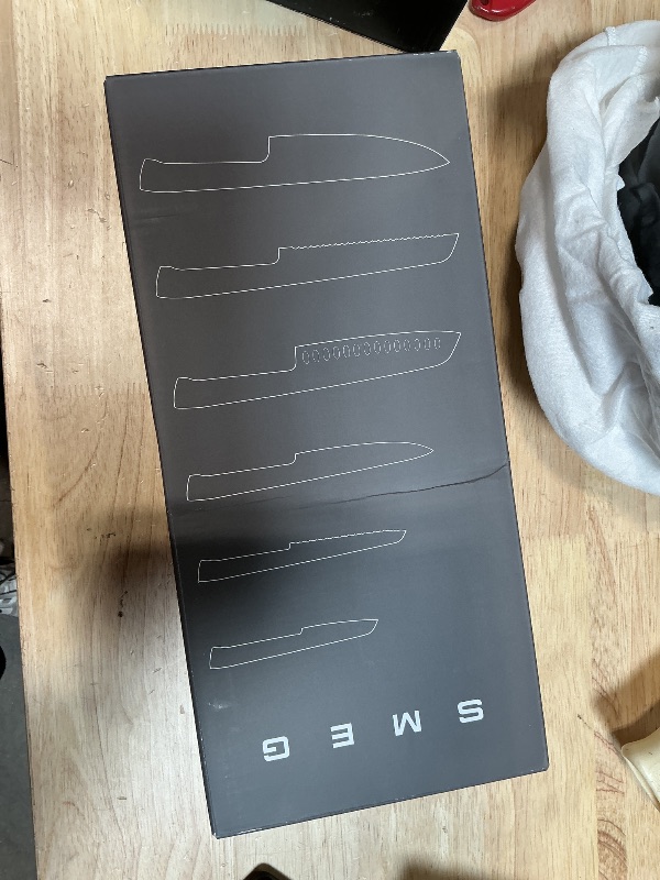 Photo 1 of ***MISSING PARTS***Smeg Black Stainless Steel Knife Block Set