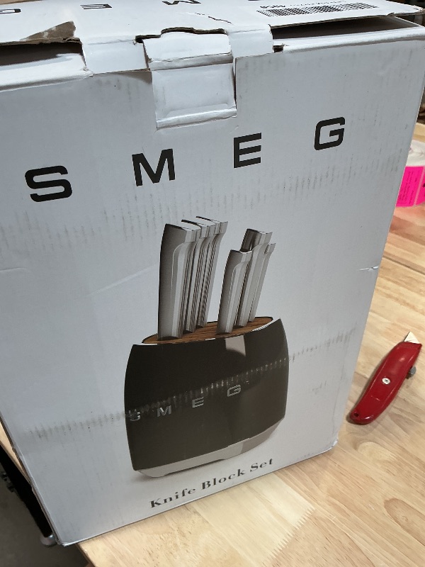 Photo 1 of ***MISSING PARTS***Smeg Black Stainless Steel Knife Block Set