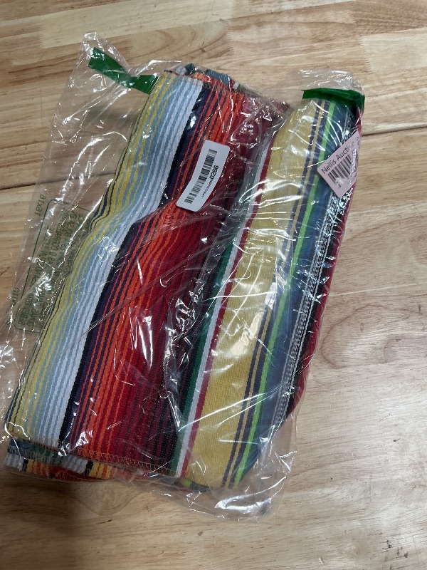 Photo 1 of **PARTIAL SET 3 *** 6 Pack Mexican Table Runners 14” x 84” Rainbow Colors Large Boho Mexican Theme Party Decoration for Cinco de Mayo Fiesta Party 6 Serape Table Runner (14” x 84”)