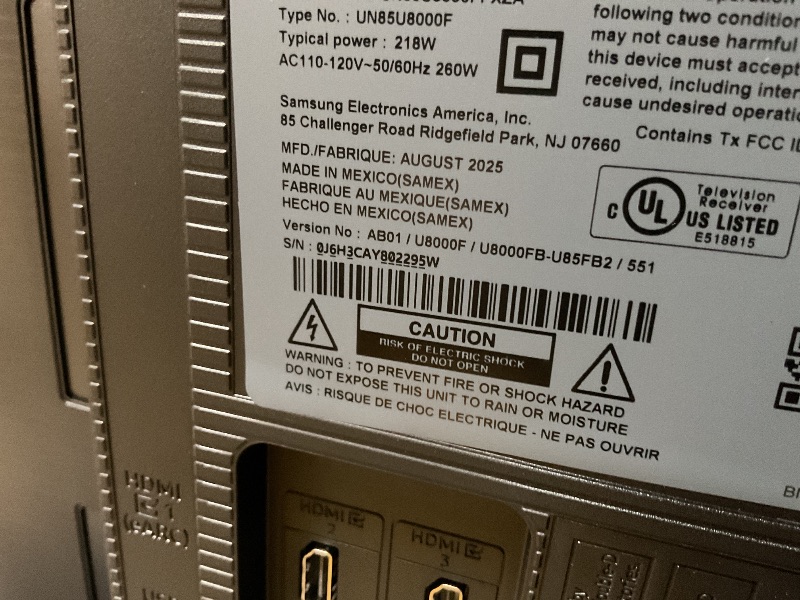 Photo 1 of **CORNER DAMAGE**Samsung 85-Inch Class Crystal UHD U8000F 4K Smart TV (2025 Model) Endless Free Content, Crystal Processor 4K, MetalStream Design, Knox Security, Alexa Built-in