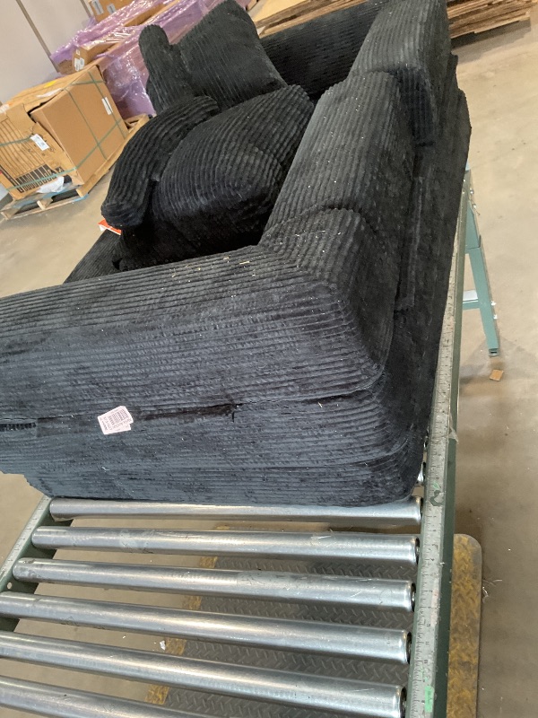 Photo 1 of ** dirt **COMAX Futon Sofa Bed, Convertible Folding Sofa Bed, Boneless Couch Loveseat Corduroy with Pillows, Small Foldable Floor Couch Comfy Lounge Sleeper for Living Room Bedroom, Black