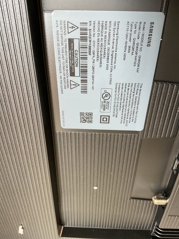 Photo 1 of **Nonfunctioning stripe down middle of screen. Missing legs and remote.**Samsung 85-Inch Class QLED Q8F 4K UHD Smart TV (2025 Model) Q4 AI Processor, 100% Color Volume with Quantum Dot, AirSlim Design, Endless Free Content, Samsung Vision AI, Alexa Built-