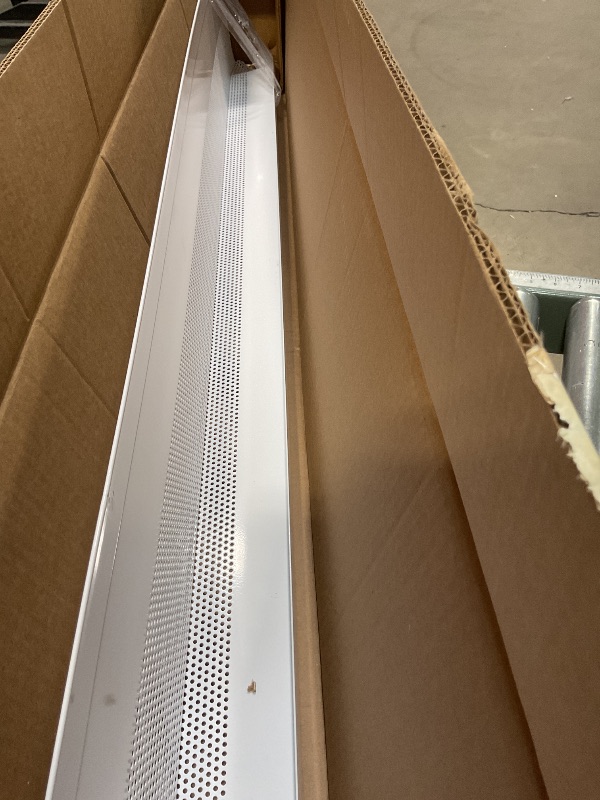 Photo 1 of ** BEND DAMAGE multiple points**Baseboarders Basic Series 6 ft (72in) Galvanized Steel Slip-On Baseboard Heater Cover + Left & Right Endcaps, Rust Resistant, White, for Hydronic Hot-Water Systems
