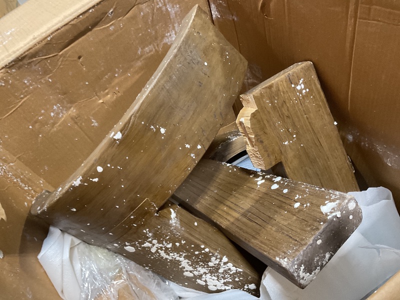 Photo 1 of ** MAJOR DAMAGE SELLING FOR PARTS**Jennifer Taylor Home Soren Solid Reclaimed Elm Sculptural Accent Curved Dining Chair, Heritage Medium-Dark Brown Reclaimed Elm