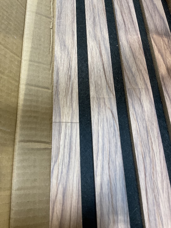 Photo 1 of **CRACKING**RITOLLO Wood Slat Panels for Wall 2-Piece 94.5"×11" Acoustic Panels for Interior Wall Decor 3D Fluted Sound Absorbing Panel - Natural Walnut
