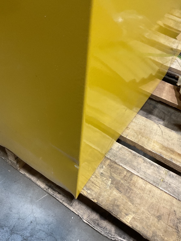 Photo 1 of **DENTS/SCRATCHES/SCRAPES FROM TRANSPORT**Justrite 45 Gallon Manual Close Flammable Storage Cabinet, 18 Gauge Steel, 2 Shelves, 2 Door Fire Cabinet, 65" x 43" x 18", Made in The USA, Yellow, 894500