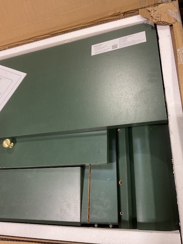 Photo 1 of ** SCRAPES FROM TRANSPORT**Walker Edison Zoey Modern Curve Design Writing Desk with Drawer, 45 Inch, Green
