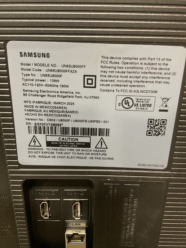 Photo 1 of *** USED/MISSING REMOTE AND POWER CORD***Samsung 65-Inch Class Crystal UHD U8000F 4K Smart TV (2025 Model) Endless Free Content, Crystal Processor 4K, MetalStream Design, Knox Security, Alexa Built-in