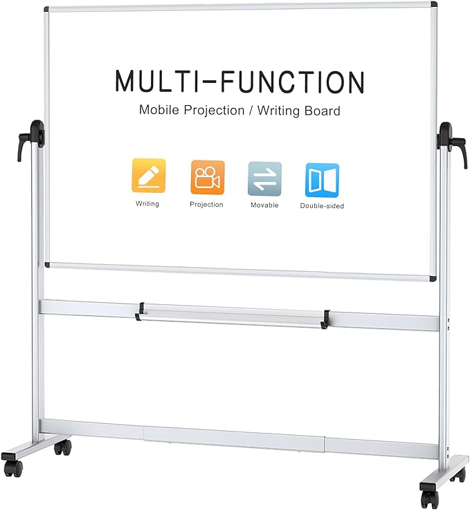 Photo 1 of *** PHOTO FOR REFERENCE ONLY/USED/MINOR DAMAGE/MULTI USE***VIZ-PRO Double-Sided Mobile Projection Writing Whiteboard, 72 x 48 Inches, Large Magnetic Rolling Dry Erase Board & Projector Screen with Aluminium Stand