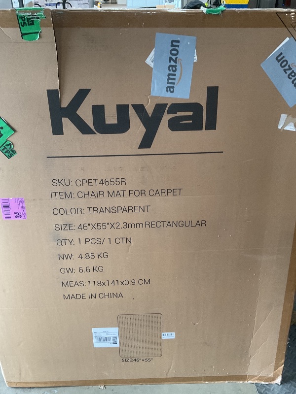 Photo 1 of *** DAMAGED CORNER***
Kuyal Office Chair Mat for Carpet, 46x55 Clear Heavy Duty Computer Chair Mat, Under Desk Protector Carpeted Floors Mat, Easy Chair Movement,Ship Flat
