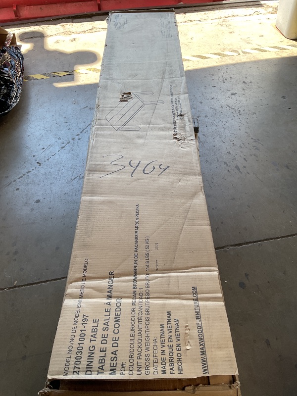 Photo 1 of *** MINOR DAMAGE/UNKNOWN MISSING HARDWARE OR PARTS***Plank+Beam 72 Inch Modern Solid Wood Dining Table - Solid Pine, Wirebrush Finish, Seats 6, Non-Toxic Finish, Easy Assembly, for Kitchen or Office, Pecan Wirebrush
