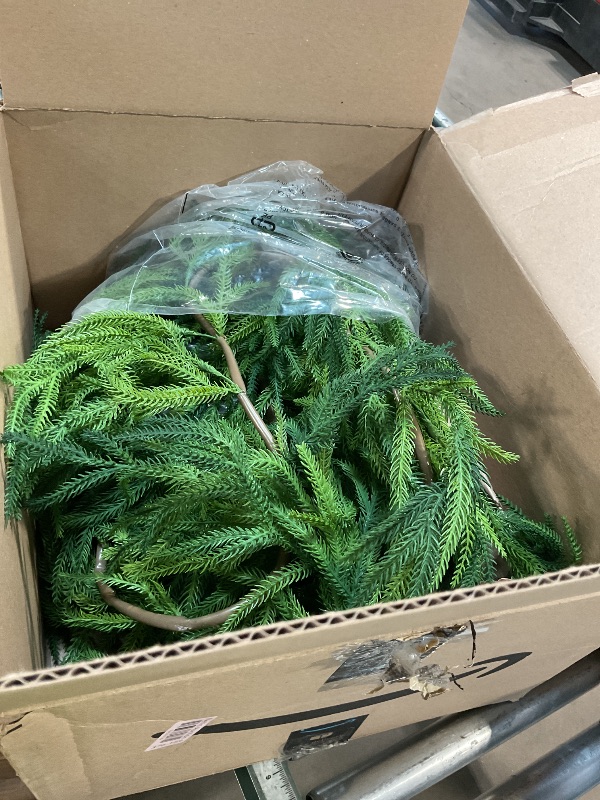 Photo 1 of 2 Pcs Artificial Norfolk Pine Garlands Christmas, 9 FT Dense Real Touch Winter Pine Garland Ornament, Green Artificial Greenery Garland for Table, Mantle, Wall, Indoor, Outdoor Christmas Decorations