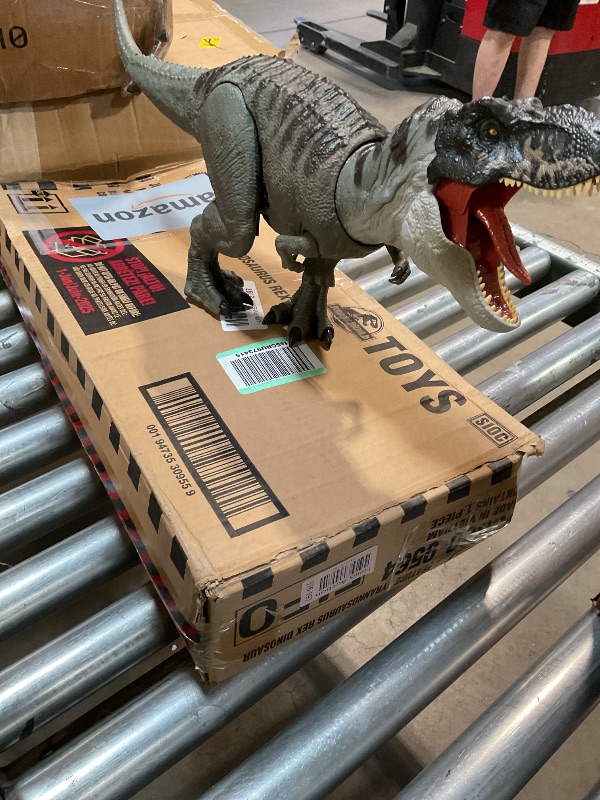 Photo 1 of **DOESN'T POWER ON*** Mattel Jurassic World Rebirth Power Devour Tyrannosaurus Rex Dinosaur Figure with Tongue Activated Constant Chomp, Lights & Sounds, Digital Play