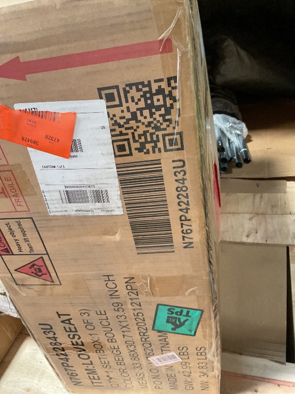 Photo 1 of ** SELLING US PARTIAL SET. ONE BOX OF 3** Christopher Knight Home Sabbo 87.50" Boucle Upholstered Couch, Oversized 2 Seater Sofa, Curved Soft Seating Lounge Sofa Chair, Cozy Loveseat with Armrest, Reading Sofa for Living Room Home Rest, Beige