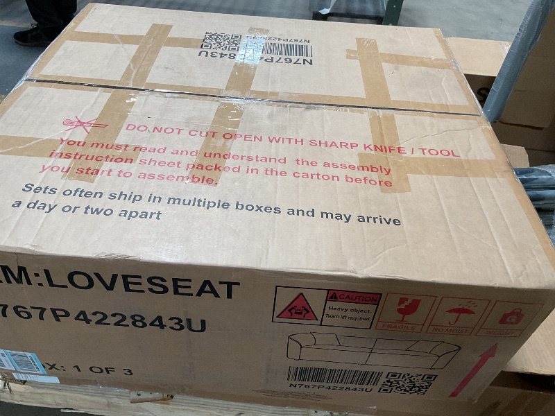 Photo 1 of ** SELLING US PARTIAL SET. ONE BOX OF 3** Christopher Knight Home Sabbo 87.50" Boucle Upholstered Couch, Oversized 2 Seater Sofa, Curved Soft Seating Lounge Sofa Chair, Cozy Loveseat with Armrest, Reading Sofa for Living Room Home Rest, Beige