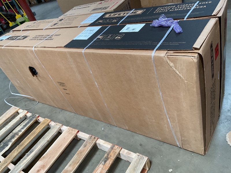 Photo 1 of ** MINOR DENT DAMAGE. TWO BOXES**Lifetime 10×8 Ft. Outdoor Storage Shed, Dual?Wall HDPE with Steel?Reinforced Structure, Side?Entry Doors with Windows, Skylight, Screened Vents, Adjustable Shelves, Slip?Resistant Floor, UV?Protected