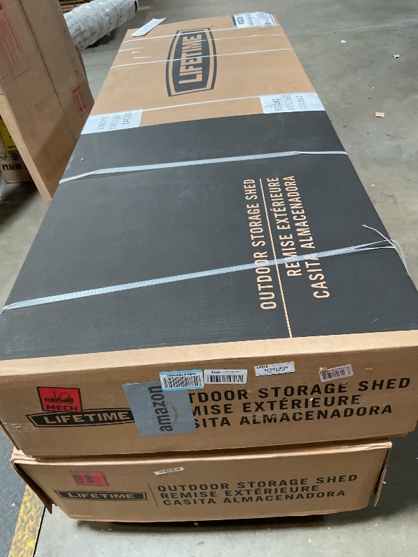 Photo 1 of ** MINOR DENT DAMAGE. TWO BOXES**Lifetime 10×8 Ft. Outdoor Storage Shed, Dual?Wall HDPE with Steel?Reinforced Structure, Side?Entry Doors with Windows, Skylight, Screened Vents, Adjustable Shelves, Slip?Resistant Floor, UV?Protected