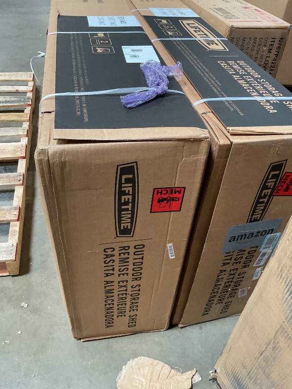 Photo 1 of ** MINOR DENT DAMAGE. TWO BOXES**Lifetime 10×8 Ft. Outdoor Storage Shed, Dual?Wall HDPE with Steel?Reinforced Structure, Side?Entry Doors with Windows, Skylight, Screened Vents, Adjustable Shelves, Slip?Resistant Floor, UV?Protected