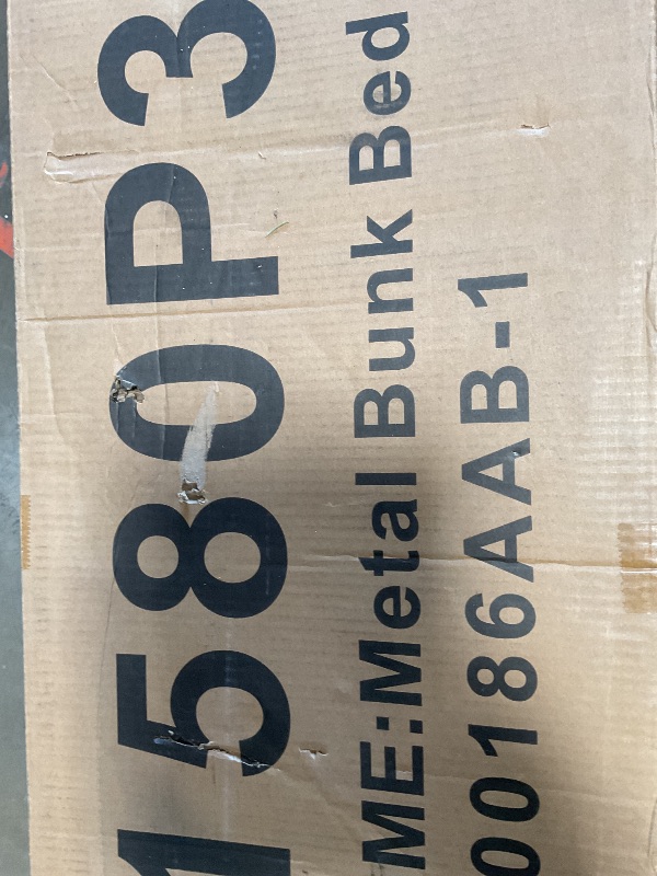 Photo 1 of ** SELLING FOR PARTS AS PARTIAL SET. ONE BOX OF 2** Full XL Over Queen Bunk Bed Frame with Noise Reduced Design, Heavy Buty Metal Floor Bunk Bed Full XL Over Queen Bunk Beds with Ladder for Adults, Teens