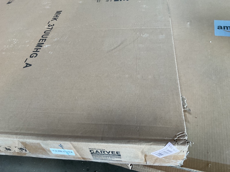 Photo 1 of ** SELLING FOR PARTS AS PARTIAL SET. ONE BOX OF TWO BOX A . DIRT**GarveeHome 63-83" Extendable Dining Table, Industrial Rectangular Dining Room Table for 6-8 People, Expandable Kitchen Table with Heavy Duty Metal Frame for Dining Room, Kitchen & Parties,