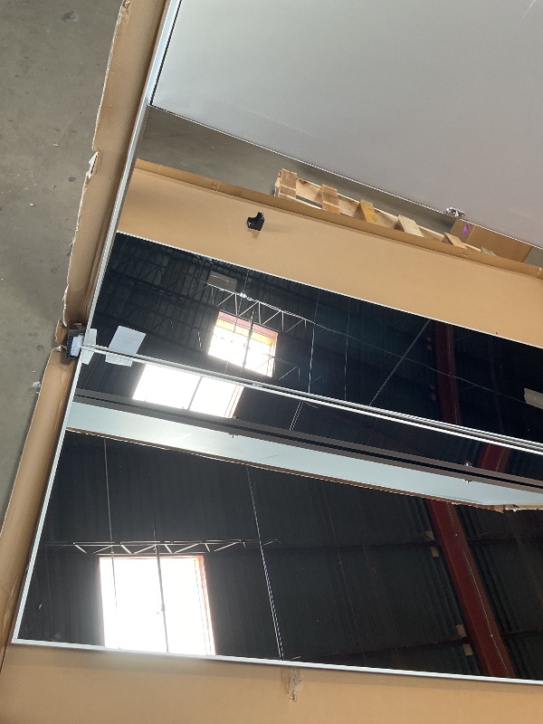 Photo 1 of **SCRAPES ON FRAME**Brisafe 81" x 95" Extra Large Full Length Tri-Fold Mirror on Wheels, Stand Up Movable Floor Mirror with Stand, 3-Way Folding Standing Mirror for Gym, Dance Studio, Fitness Room & Home, Silver