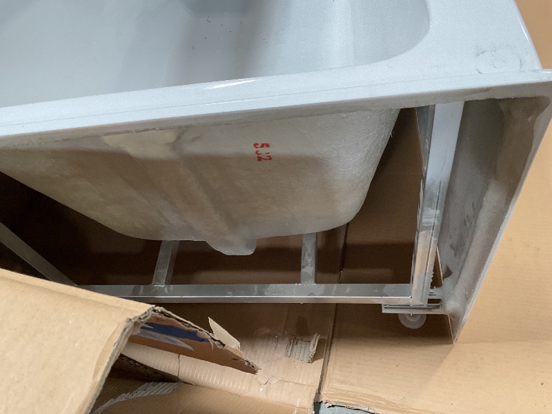 Photo 1 of ** MINOR DAMAGE TO CORNER**WOODBRIDGE 60" Acrylic Rectangular Alcove Soaking Bathtub in White with Left Drain, Chrome pop-up Drain Included, LB428-L