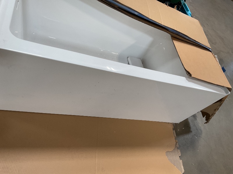 Photo 1 of ** MINOR DAMAGE TO CORNER**WOODBRIDGE 60" Acrylic Rectangular Alcove Soaking Bathtub in White with Left Drain, Chrome pop-up Drain Included, LB428-L
