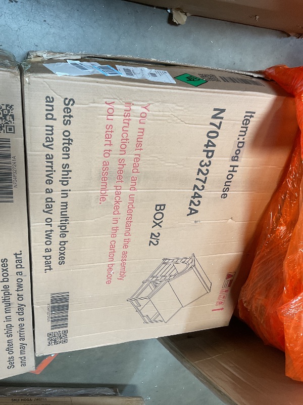 Photo 1 of ** TWO BOXES. SCRAPES/SCRATCHES. LOOSE PIECES**60.2" Outdoor Dog House with Insulated Liner, Waterproof Wooden Kennel with Porch, Asphalt Roof, Raised Floor, Winter Dog Shelter for Medium & Large Dogs up to 120 lbs, Nature