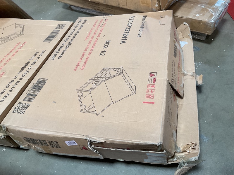 Photo 1 of ** TWO BOXES. SCRAPES/SCRATCHES. LOOSE PIECES**60.2" Outdoor Dog House with Insulated Liner, Waterproof Wooden Kennel with Porch, Asphalt Roof, Raised Floor, Winter Dog Shelter for Medium & Large Dogs up to 120 lbs, Nature