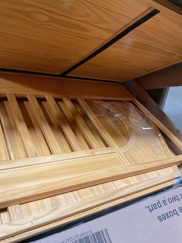 Photo 1 of ** TWO BOXES. SCRAPES/SCRATCHES. LOOSE PIECES**60.2" Outdoor Dog House with Insulated Liner, Waterproof Wooden Kennel with Porch, Asphalt Roof, Raised Floor, Winter Dog Shelter for Medium & Large Dogs up to 120 lbs, Nature