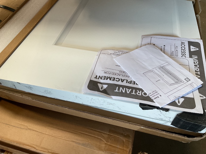 Photo 1 of ** FOR PARTS /MISSING ASSEMBLY PIECES/ HAS SCRAPES & SCRATCHES ** BarnSmith 36 in.x 80 in. Bifold Barn Door, 1 Panel Shaker Style White Primed Bifold Closet Door, Hollow Core Interior Barn Doors with Hardware Kit