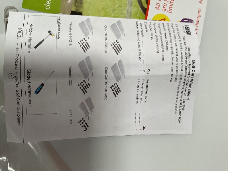 Photo 1 of 10L0L Golf Cart Folding Clear Windshield for EZGO RXV 2008-up, Fold Down Upgrade Thicker Polycarbonate(PC), Strong Impact and Shatterproof