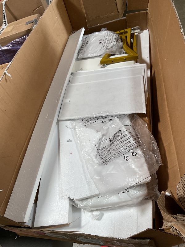 Photo 1 of **CAUTION BROKEN GLASS/ FOR PARTS ONLY / BROKEN PIECES*** KAI-ROAD Gold Vanity Desk with Mirror and Light- Makeup Vanity Set Table with Chair, Storage, Lighted Mirror, 4 Large Fabric Drawers & Power Outlet, Dressing Table Vanities for Girls Bedroom